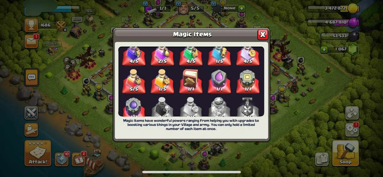 TH11 ACC⚡️1060 GEMS⚡️HERO-43-37-15⚡️OP PROFILE⚡️NC-500⚡️MAGIC ITEMS OP⚡️CHEAP⚡️