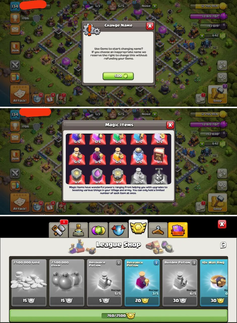 DECENT TH13 | GOOD DEFENCES | RENAME -500 | 760 CWL MEDALS |MANY MAGIC ITEMS| HEORES 49-55-40-29-03 | INSTANT DELIVERY