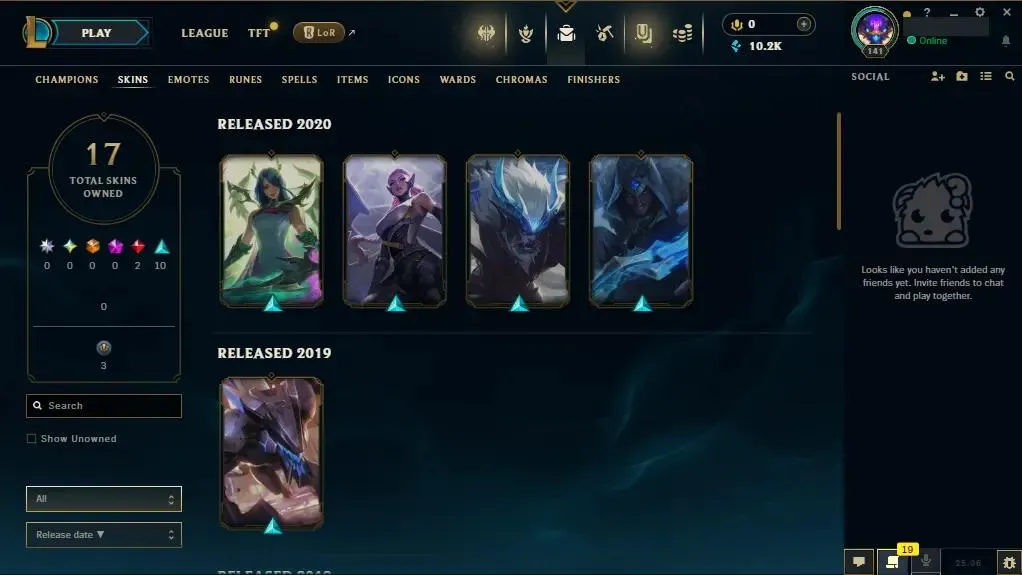 【EUW】75 Champions |  ✅ Level 141 | 🤩 18 Skins | 🔵 10260 BE | 🟠 2617 OE | 🔑 15 Keys ⸱ EUW league of legends account for sale