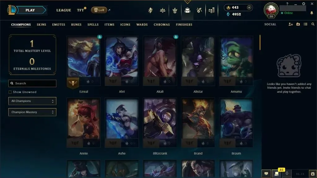 ✨ NA ⭐Handmade ♟️ Champs: 100 ✨ 11 Skins! ⭐ LV: 30 💰 BE: 4952 ♾️ Lifetime Ownership 📧 Full Email Access 👑 High Quality Riot Account #0490