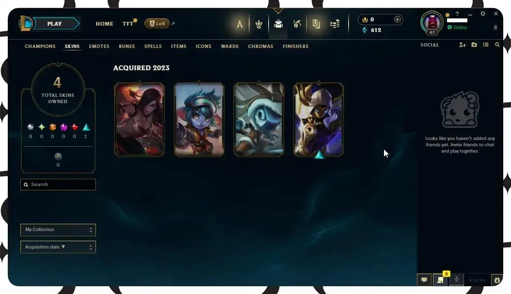 [🔥 EUW 🟢 38 Champions 🟡 Level 47 💰 612 BE 🟣 4 Skins 🗝️ 7 Keys | Full Access][ Perfect for Smurfs / LOL Account for Sale]