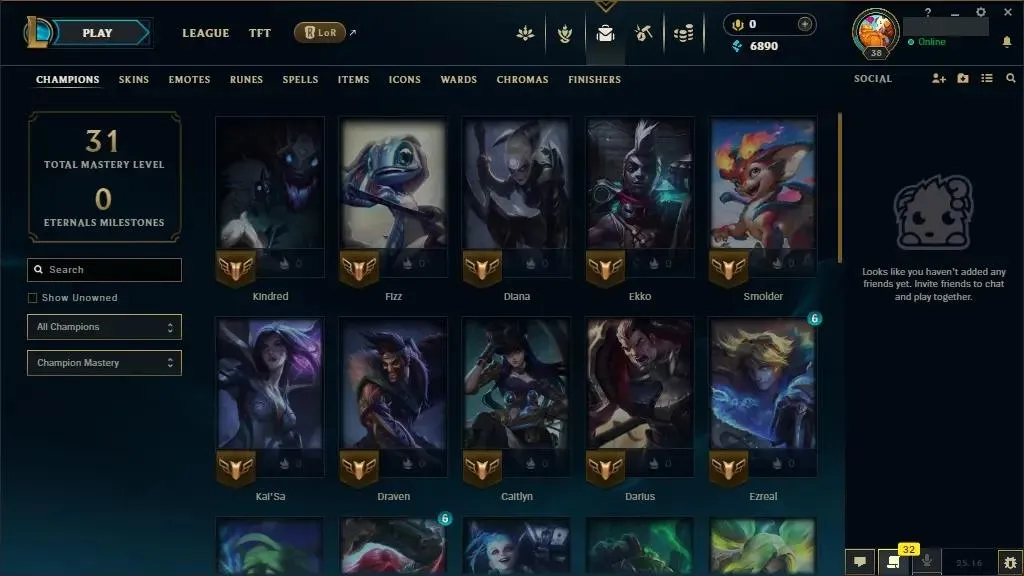 [NA] ⭐ Silver 2 [66 LP] ♟️ Champs: 35 ⭐ LV: 38 💰 BE: 6890 ♾️ Lifetime Ownership 📧 Full Email Access 👑 High Quality Riot Account #0505