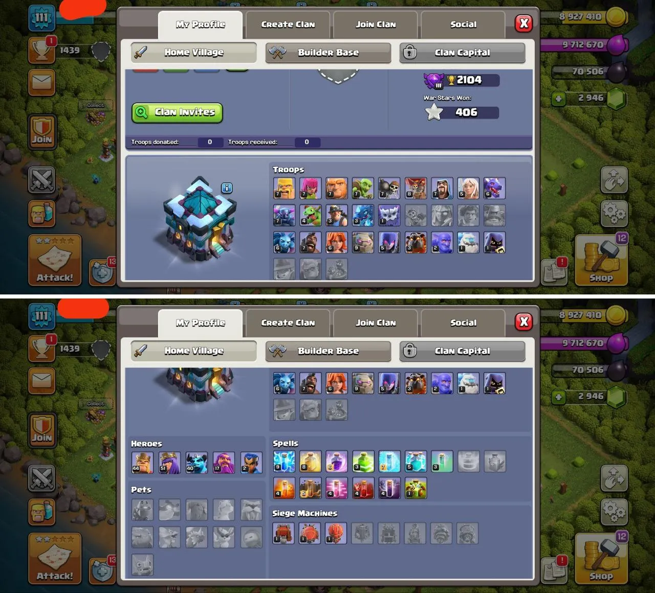 DONATION TH13 |GOOD DEFENCES | RENAME |MAGIC ITEMS STACKED |470 CWL MEDALS | HEORES 44-51-40-17-02| INSTANT DELIVERY