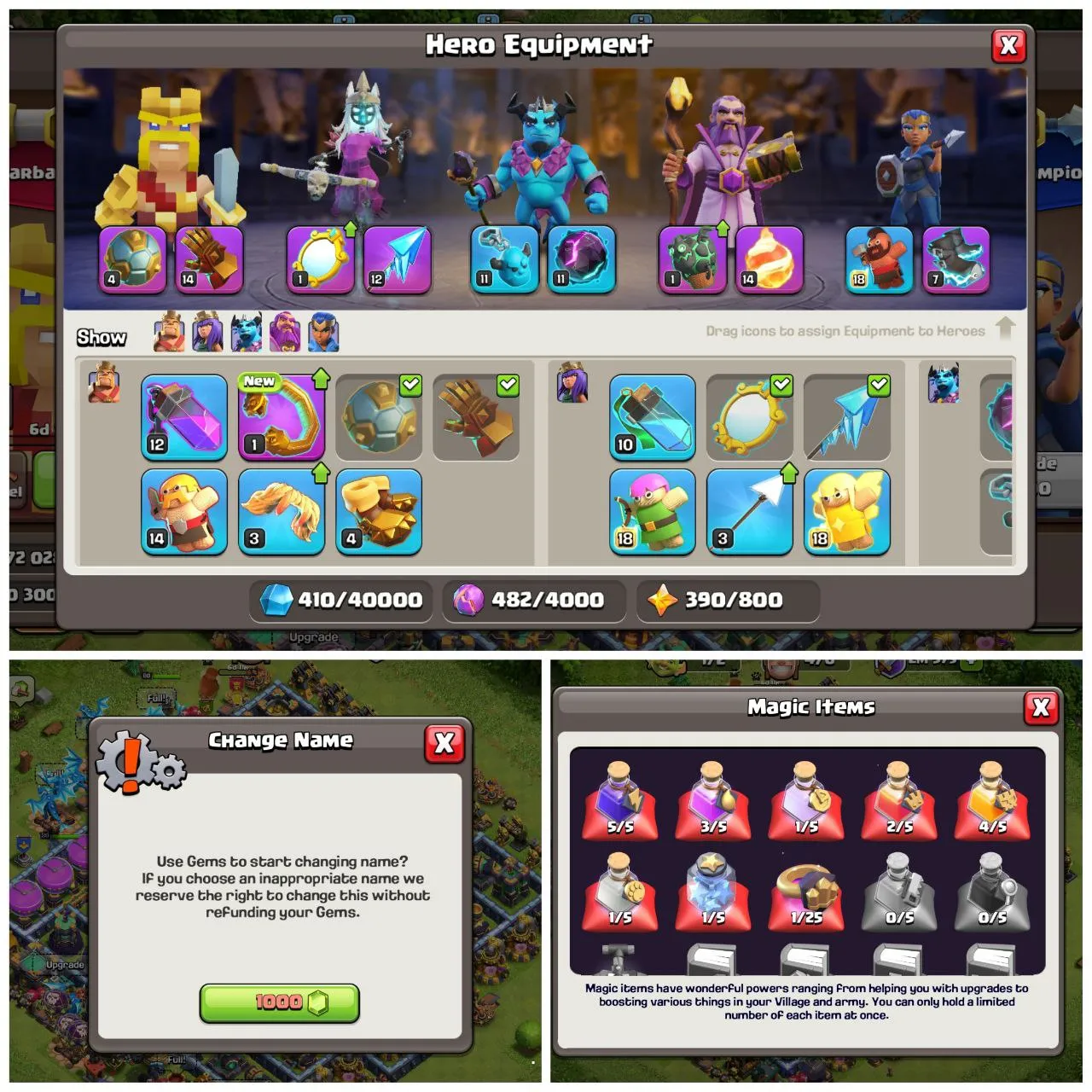 TH14 NEAR MAX | 3687 ATB | GUD DEFENCES | EPIC EQUIPMENTS | MAGIC ITEMS |NIGHT BASE MAX |HEORES 73-80-53-55-30 | INSTANT DELIVERY