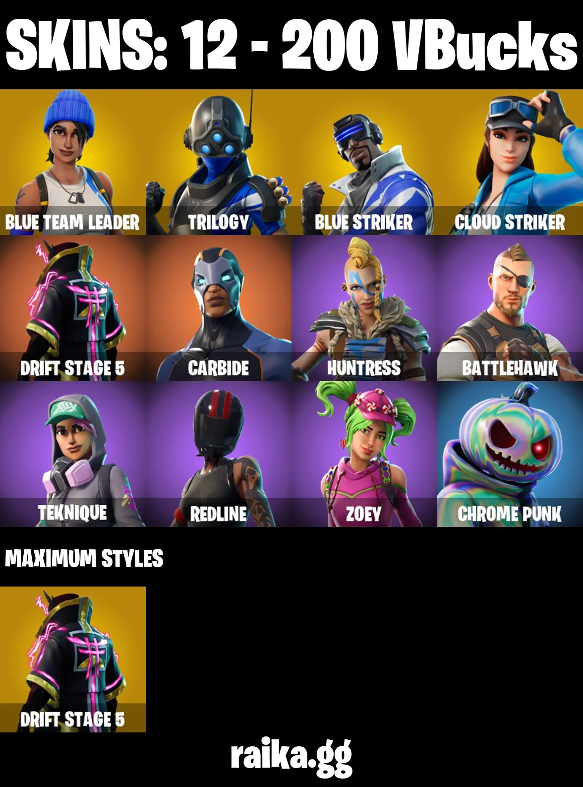 [PC/PSN/XBOX] 12 skins | Blue Team Leader | Trilogy | Blue Striker | Cloud Striker | Rust Bucket | Reliant Blue | Elevation | Blue Shift | 200 VB