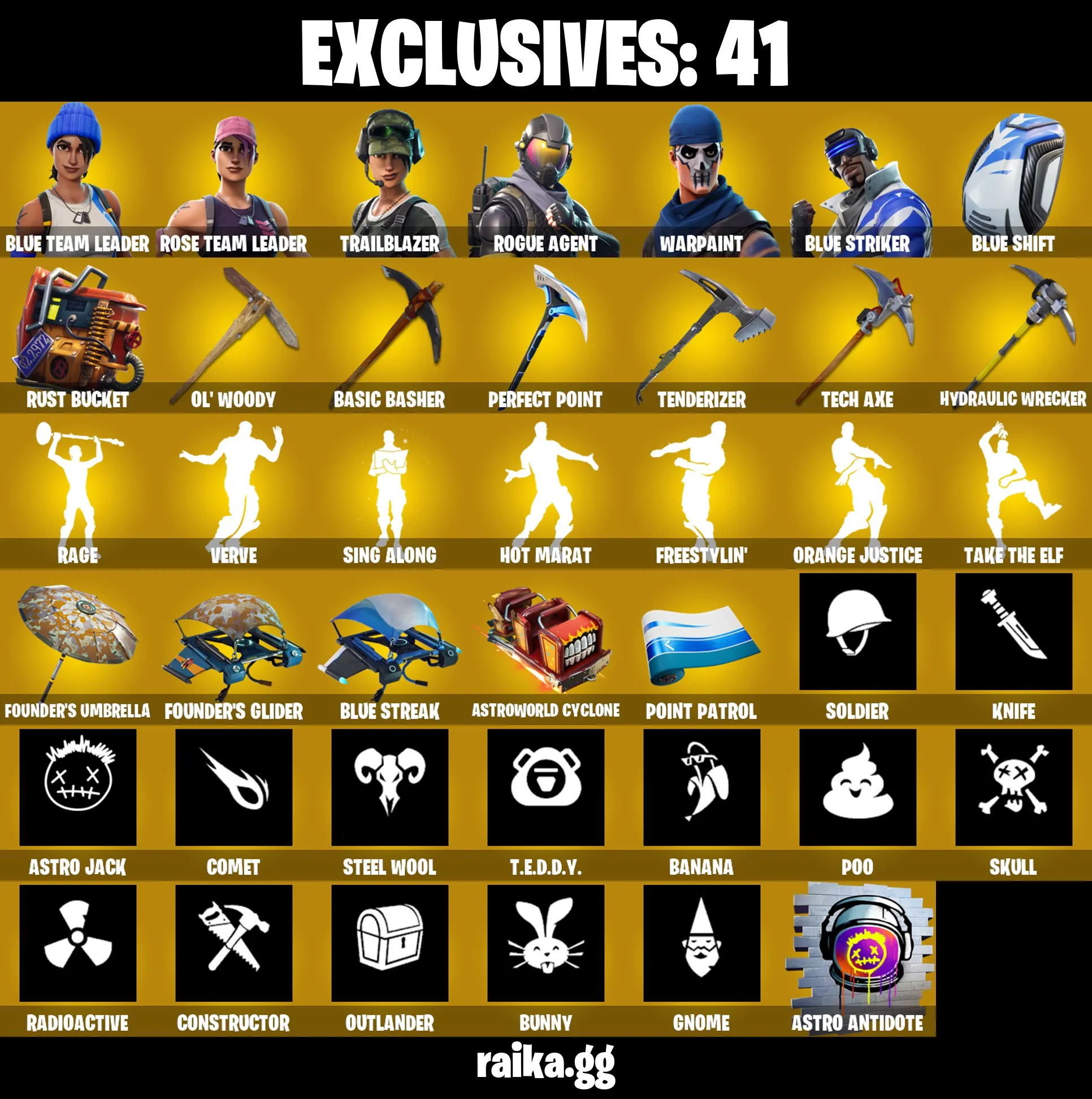 [PC/XBOX/NIN] 81 skins | OG STW | Blue Team Leader | Blue Striker | Rogue Agent | Trailblazer | Drift Stage 5 | Ragnarok (No Shoulder Pad) | Calamity Stage 5