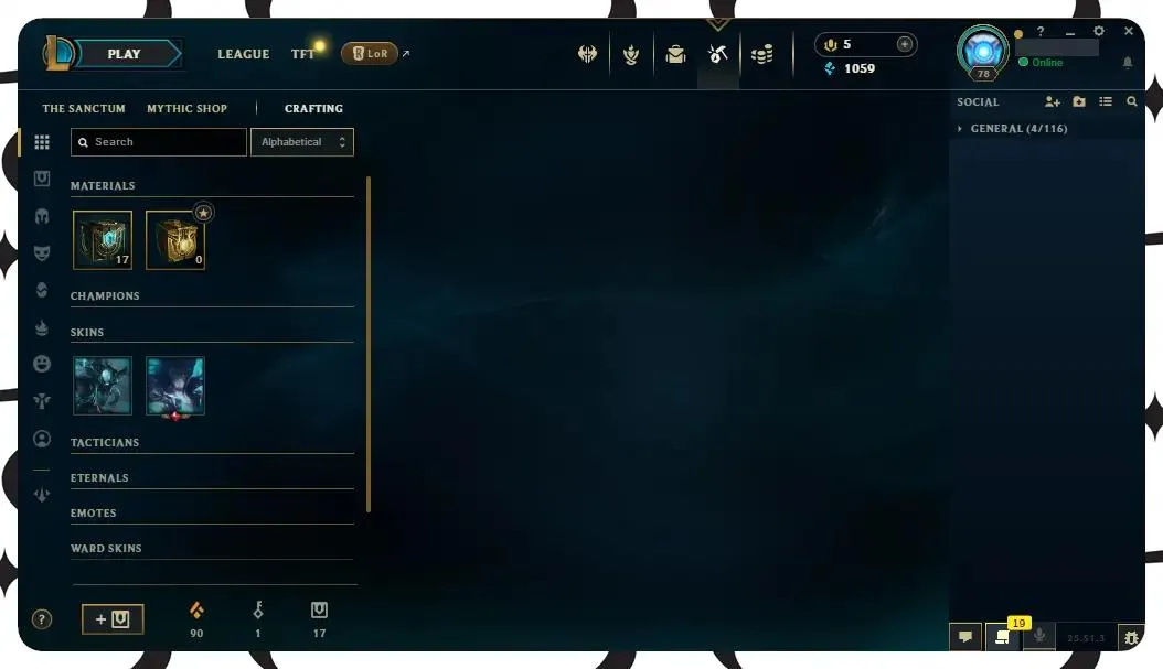 【EUW】116 Champions |  ✅ Level 78 | 🤩 24 Skins | 🔵 1059 BE | 🎁 17 Chests ⸱ EUW league of legends account for sale