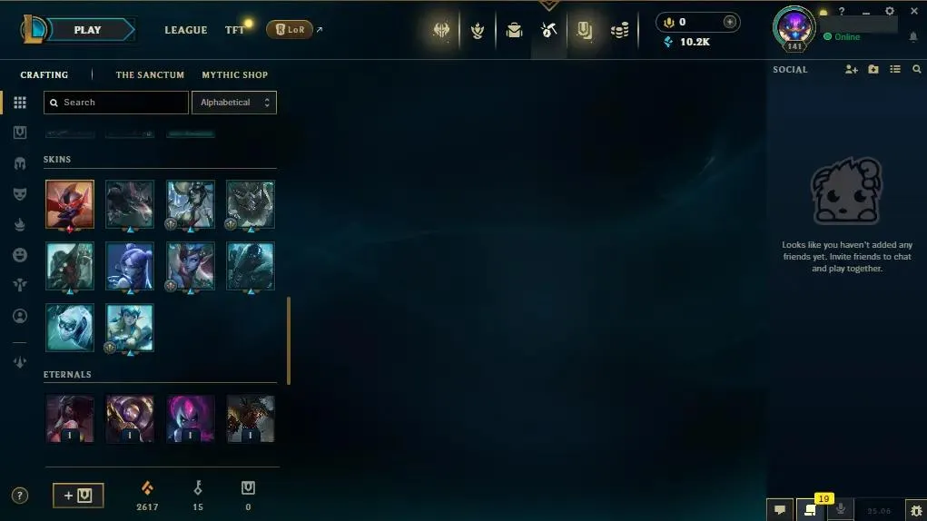 【EUW】75 Champions |  ✅ Level 141 | 🤩 18 Skins | 🔵 10260 BE | 🟠 2617 OE | 🔑 15 Keys ⸱ EUW league of legends account for sale