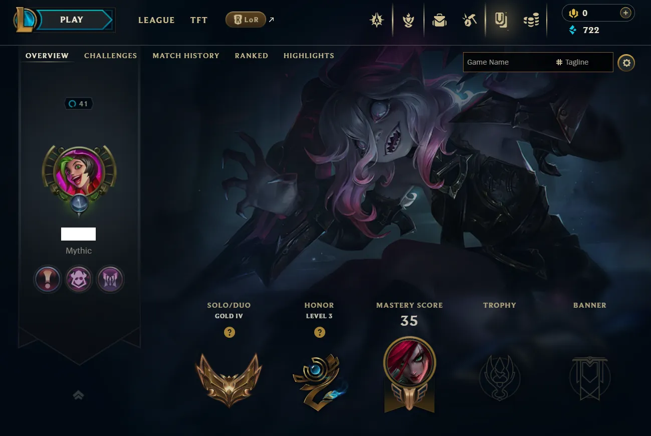 EUW 🔱 GOLD 4 🔱 80% WINRATE 🔱 INSANE +38 LP GAINS 🔱 2 SKINS 🔱 MIID MAIN 🔱 VANGUARD SAFE 🔱 Unverified Mail 🔱 Handleveled 🔱