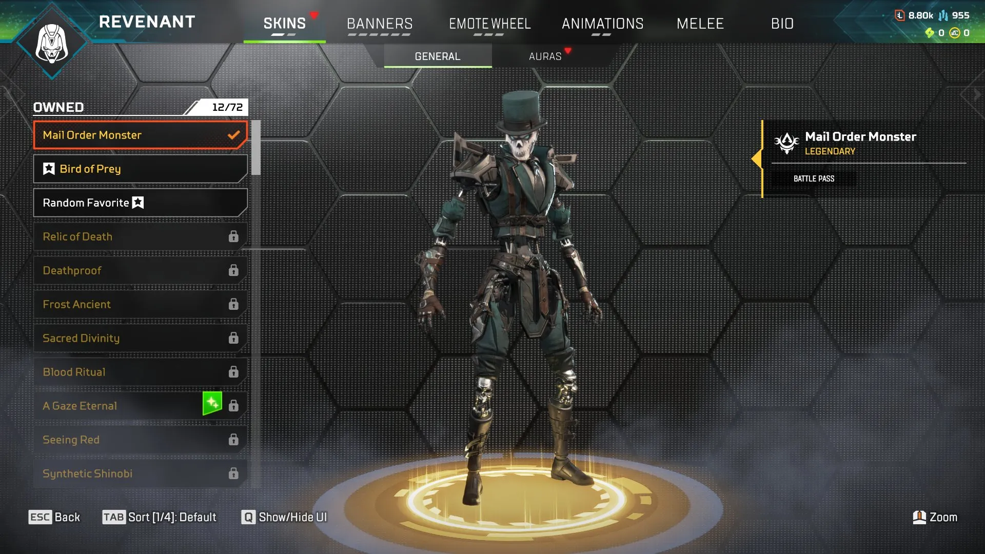 AP619 Heirloom Revenant Account with Death Grip, Imperial Assailant, Mail Order Monster, Sea Legs and Rare Weapon Skins