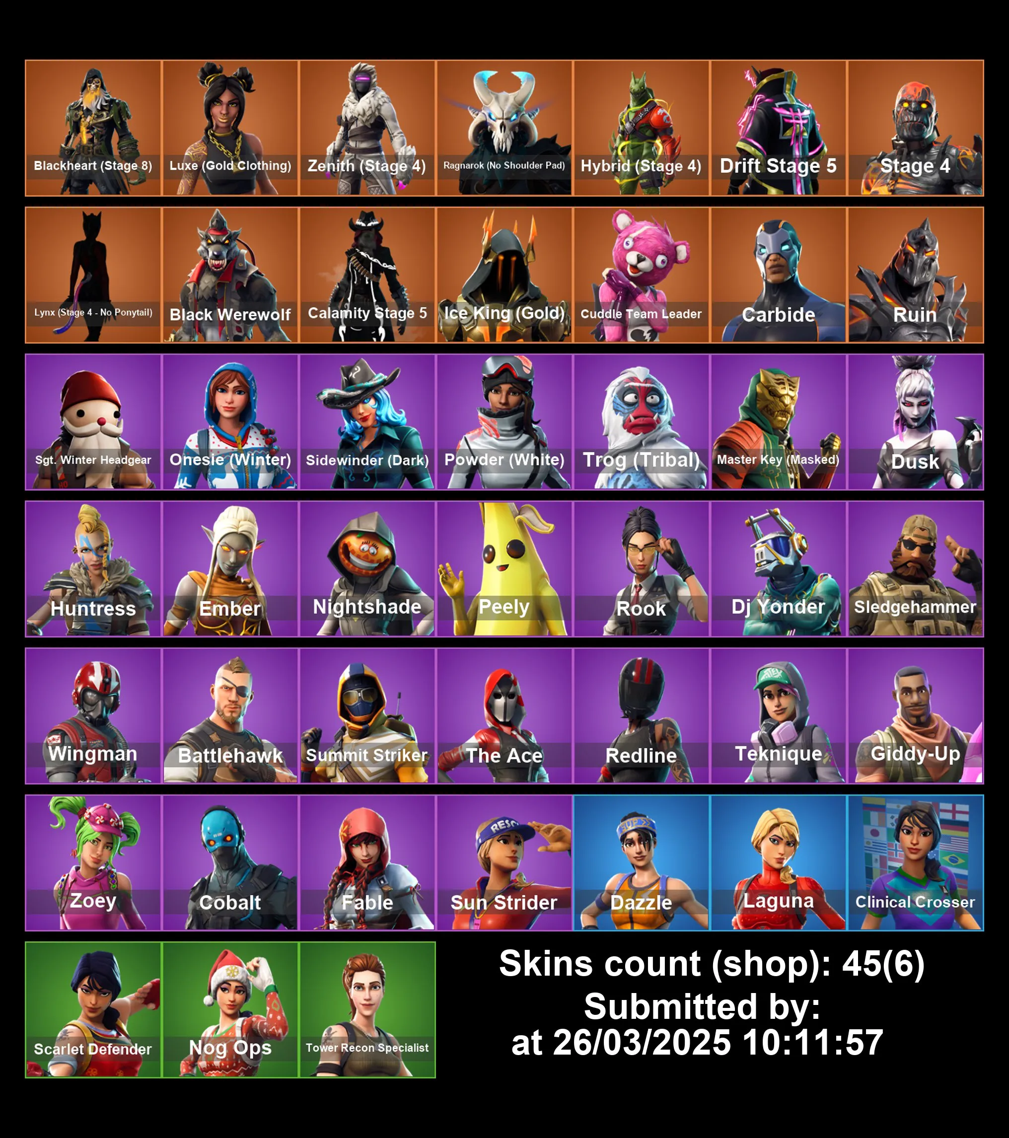 [PC/PS4-5/XBOX] 45 skins | Carbide | Take The L | Orange Justice | Drift (Stage5) | Peely | Wing Man | The Ace | Cobalt | Laguna | Dazzie | Full Email Access
