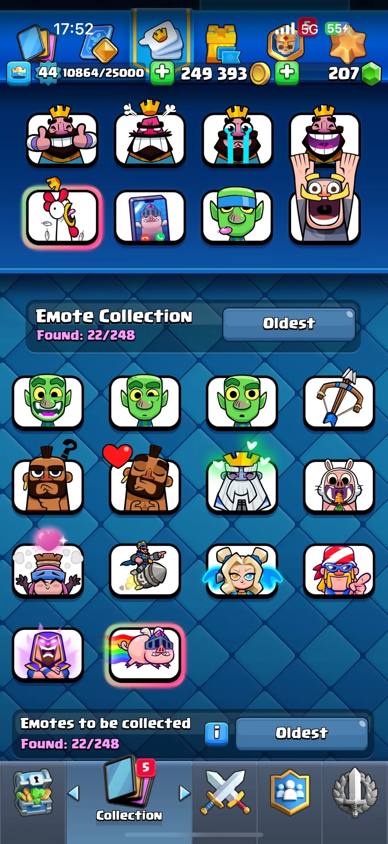 CR623 V44 Arena25 10000 Trophies Xbow 3.0 Deck Baby Siya 250K Gold 3 Shard Evo 9 Evo Cards 3 LV15 Cards 6 LV14 Cards 22 Legendaries 120 Cards Free Name Change