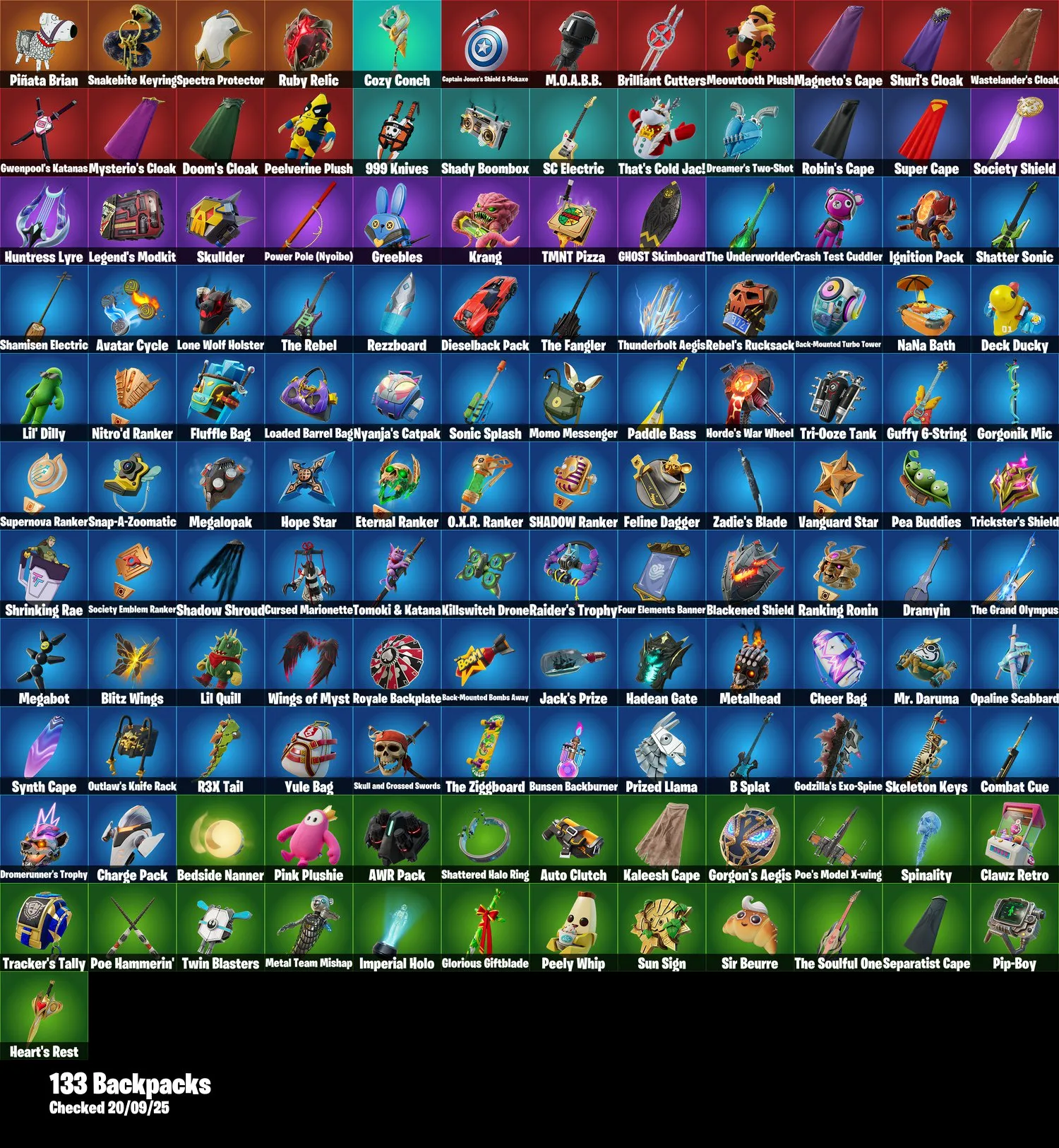 F1212 78 Skins | Aang, Zeus, Doom, Gwenpool, Captain Jones, Korra, War Machine, Brite Raider