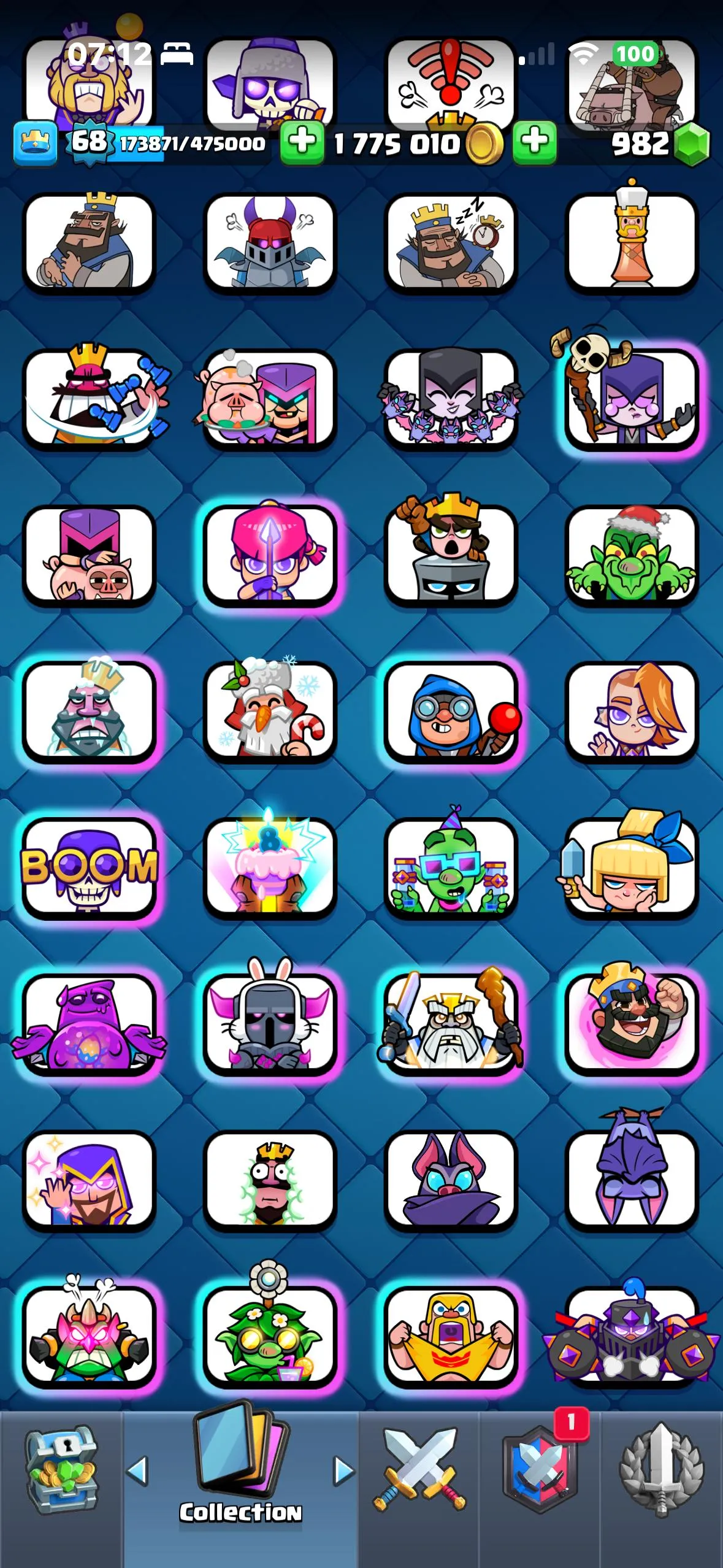 CR430 //75 Elite Cards, 38 Evolutions, 250 Emotes, Meta Skeleton Army, Legendary Card Book, Pass Royale, 2 Million Gold