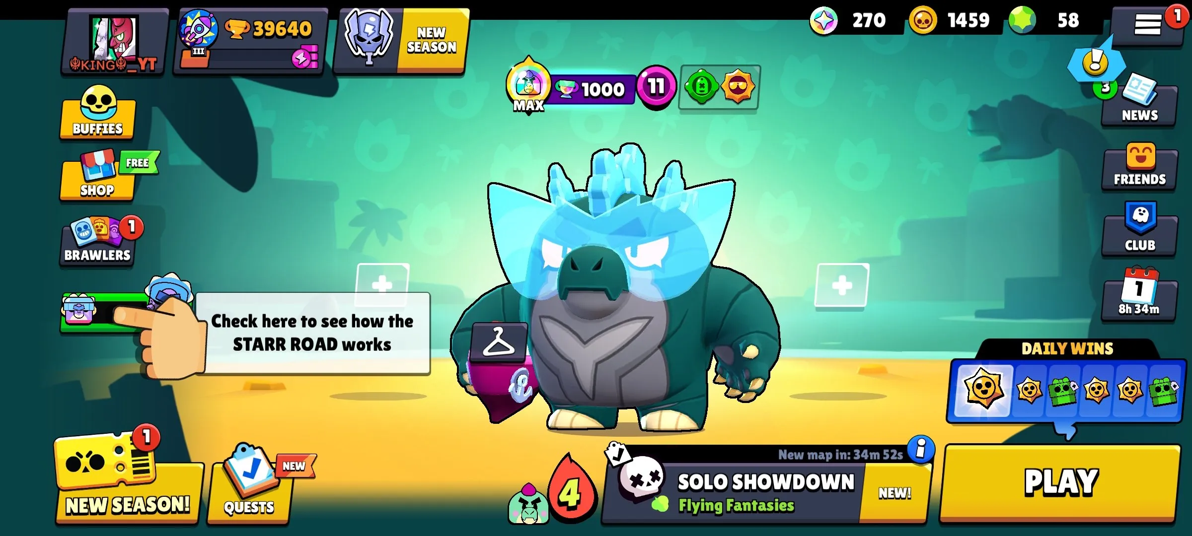 BS1928 39640 trophies 92/97 brawlers 174 skins 13 hypercharge level 11 brawlers 