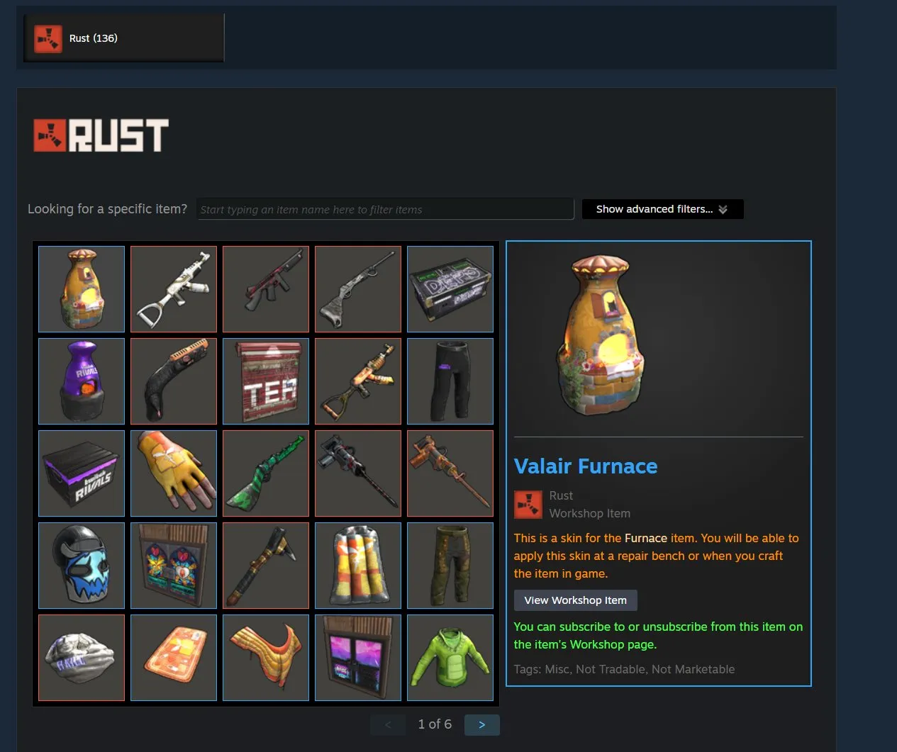 RT216 700-900 Hours 136+ Twitch Drops Valair Furnace Skin Workshop Glows Workshop Items Guns Jackets Boots Doors Fridges Lockers Many Skins PC RU Region