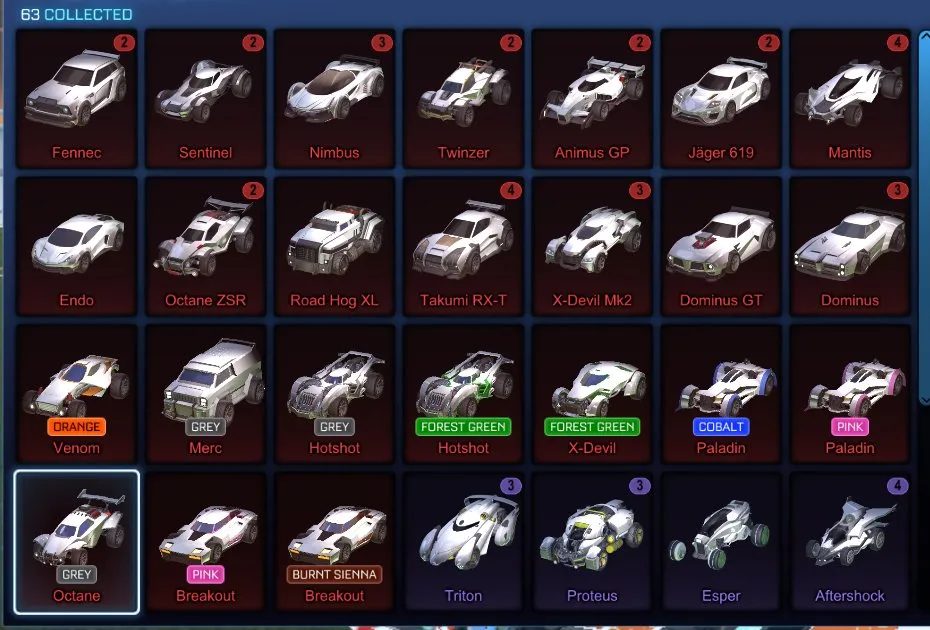 STOCK443 //Fennec, Black Standard Boost, 63 Cars, 38 Black Market, Painted Hotshot, Paladin, Voltaic, Lobo, Finny, Party Time, Mainframe