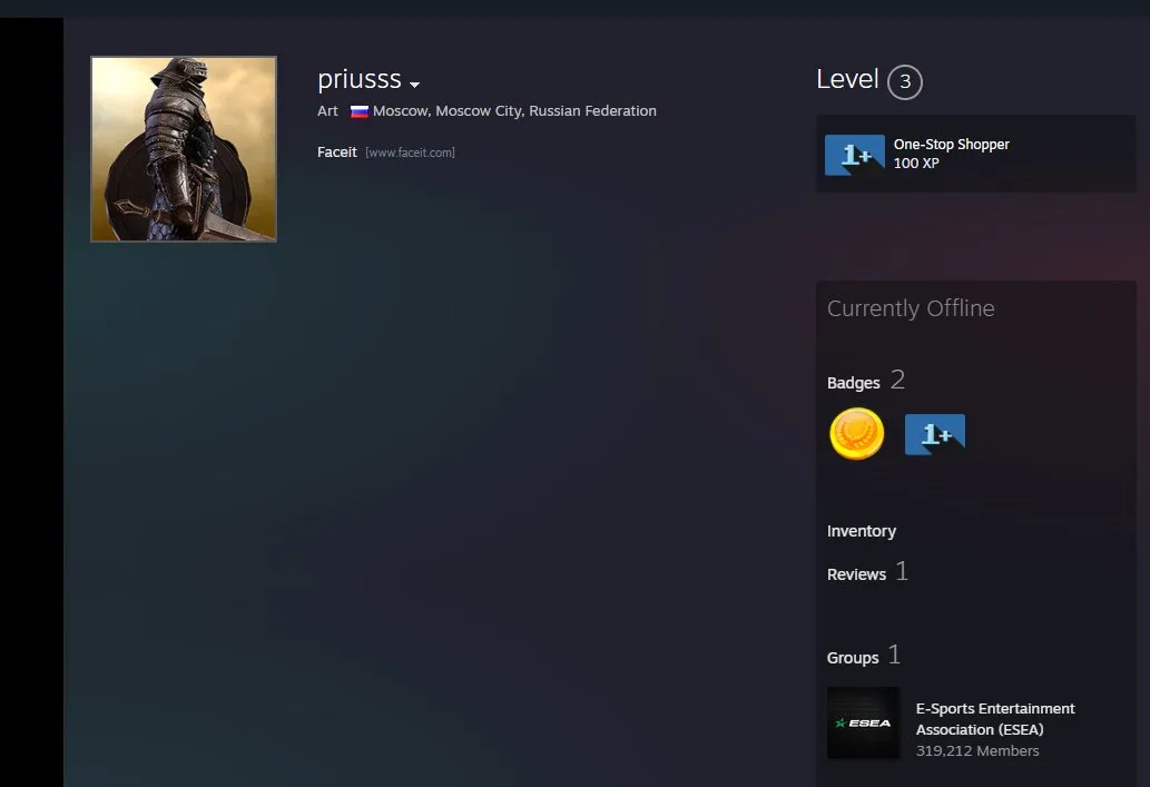 CS236 FACEIT 10 LVL 2151 ELO + PRIME, 94 Matches, Level 3 Steam