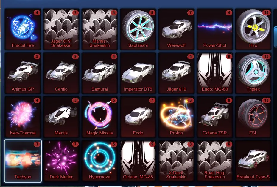 STOCK514 Titanium White Octane, Fennec, Black & Titanium White Tactical Nuke, Apex, 250 Chests, Painted Cars, Big Inventory (G)