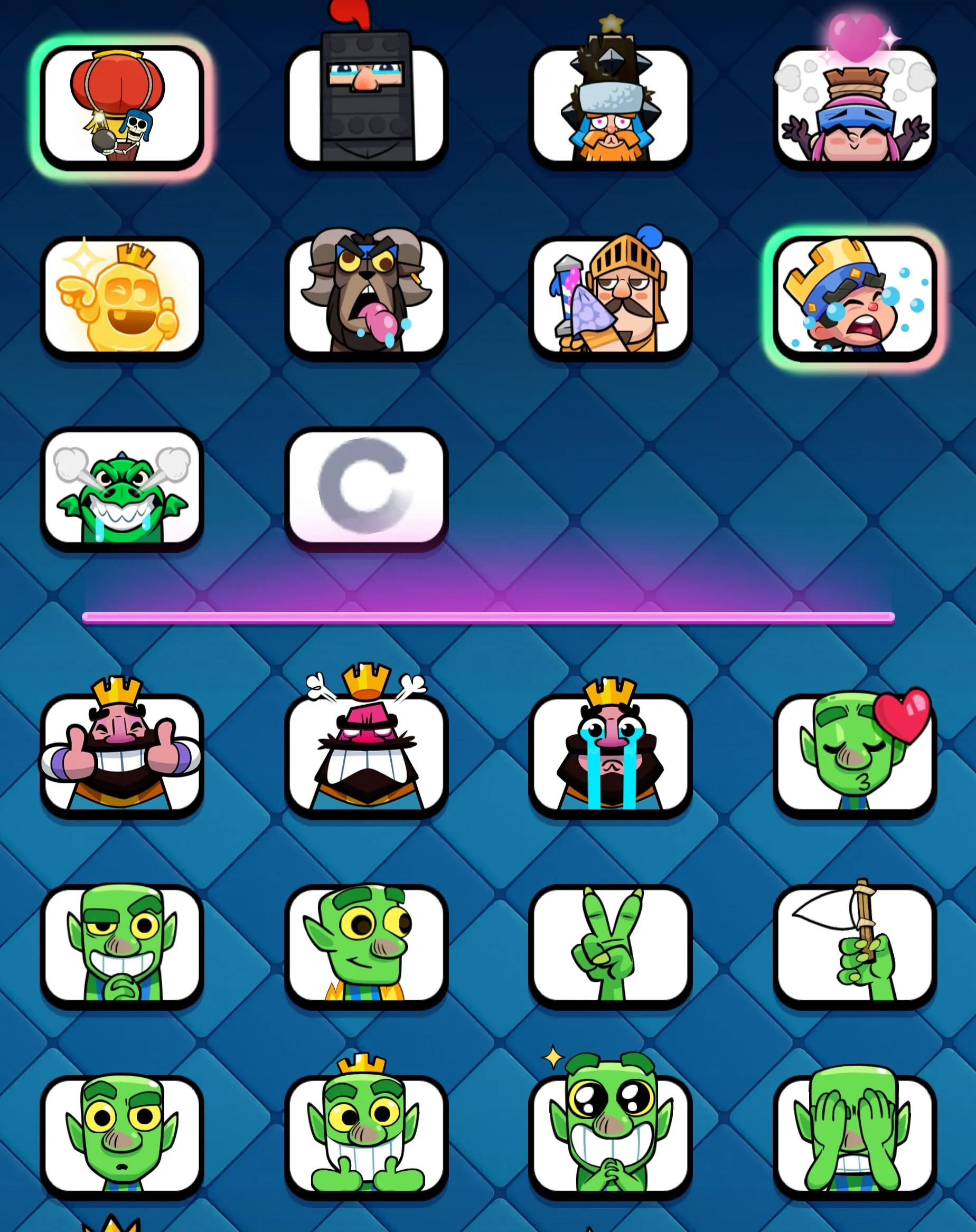 CR569 Max deck 14–16 level cards, 14 evolutions, 73 emotes, donate pig emote, 7 tower skins, 21 legendary cards, strong arena 25 profile for progression