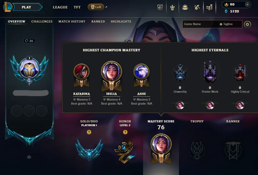 š„Platinum 1 85LP (3W/3L) HandleveledšBlood Moon Katarina+High Noon IreliaāName Changeableā
Lifetime Ownership Guarantee - Never Taken Backāļø Recovery info info