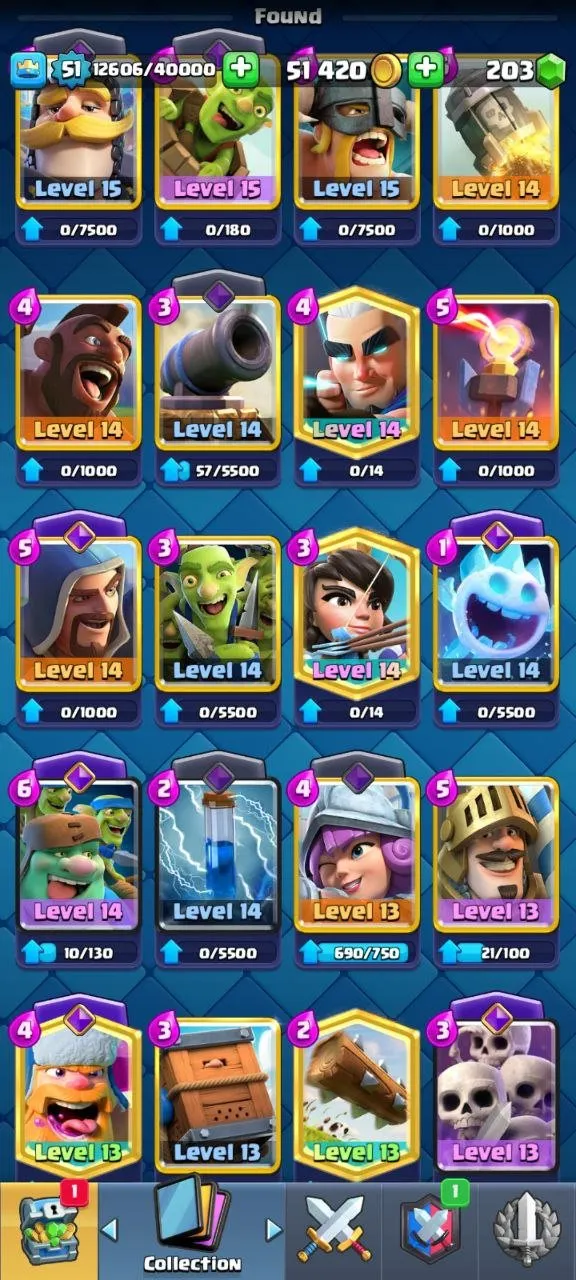 CR570   9027 Trophies 16 Evolutions 4 Heroes 77 Emotes Sad Goblin 3x15 12x14 Level Cards Pass star Royale x4