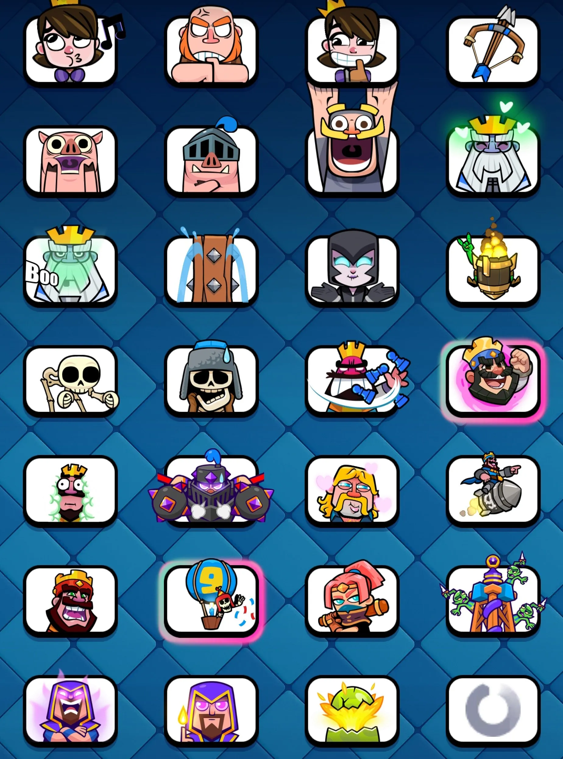 CR569 Max deck 14–16 level cards, 14 evolutions, 73 emotes, donate pig emote, 7 tower skins, 21 legendary cards, strong arena 25 profile for progression