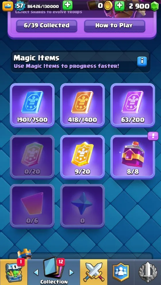 CR538 Max Arena 24 10k Trophies lvl 57 Full 121 Cards 20 Legendary 6 Evolutions 42 Emotes Hog Rider Graveyard Deck 2900 Gems