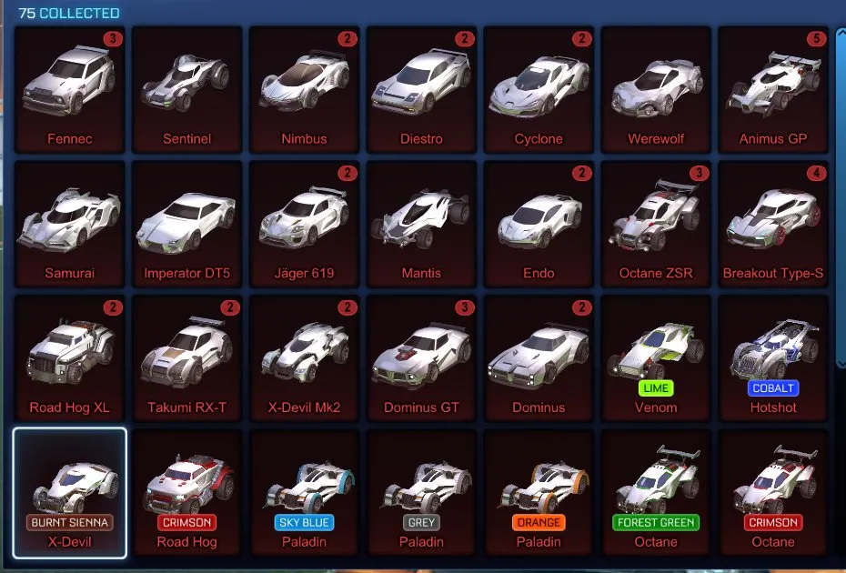 STOCK438 //Fennec, Titanium White Standard Boost, 75 Cars, Painted Paladin, Octane, Hotshot, Breakout, Extensive Wheels