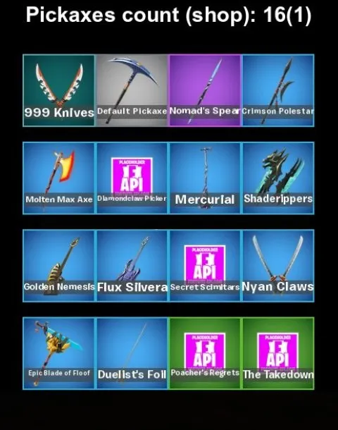 F1234 14 Skins Including Montague, Oscar, Cerberus, Vengeance Jones, Trace (G)