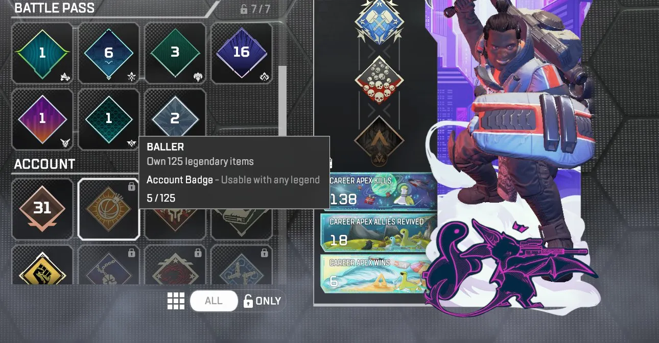 AP648 Gold 1 Rank Account – Level 31, Gibraltar 4k Damage & 20 Kills Badge, Horizon Unlocked, 5 Legendary Items 