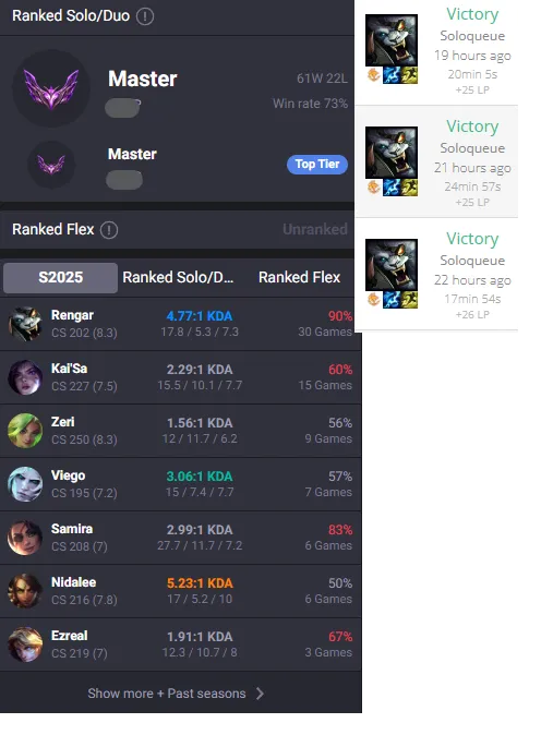 🔥LVL40 Master 73%WR Handleveled🚀+24/-17LP Gains💎40K BE 8Skins 1x Mythic⭐Name Changeable✅Lifetime Ownership Guarantee - Never Taken Back