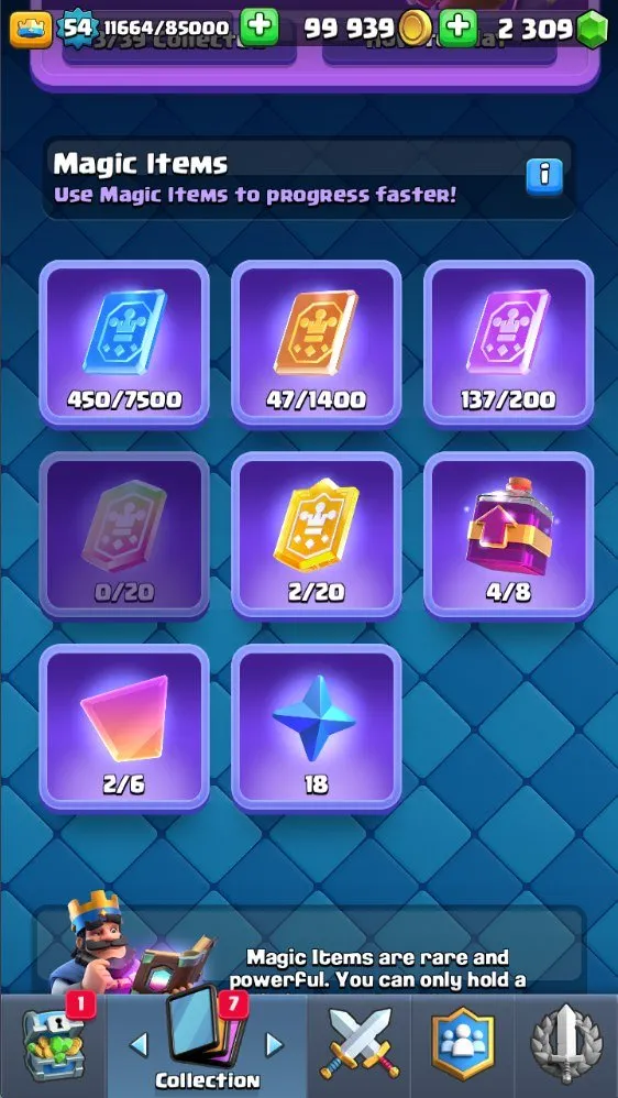 CR627 Lvl 54 8.1k Trophies Arena 21 Mega Knight Deck 2 Lvl 16 3 Lvl 14 3 Evo 19 Legendaries 2.3k Gems 117 Cards 99k Gold Name Change