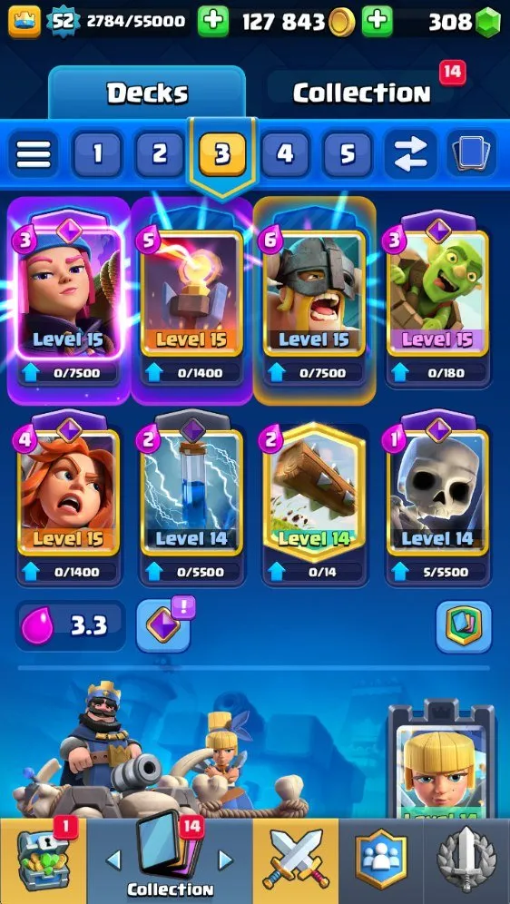 CR626 9.6k Trophies L52 Arena24 Rocketeer Deck 5 L15 7 L14 Cards 11 Evolutions 19 Legendaries 29 Emotes 308 Gems Free Name Change