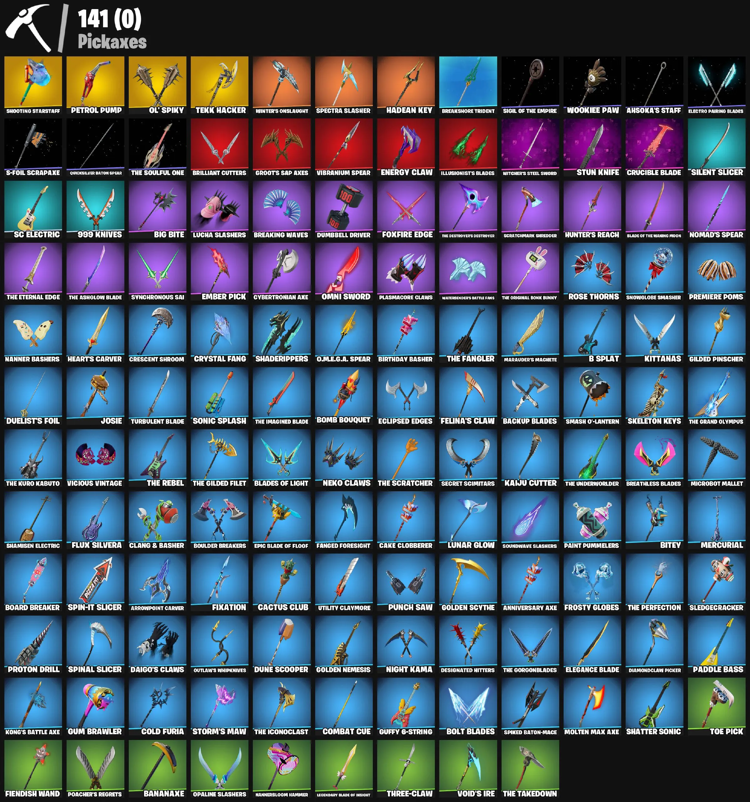 F1189 87 Skins, Backblings & Max Styles – Includes Ultra-Rare Lina Scorch, Spectra Knight, Era, Hades, Peter Griffin, Renzo the Destroyer 