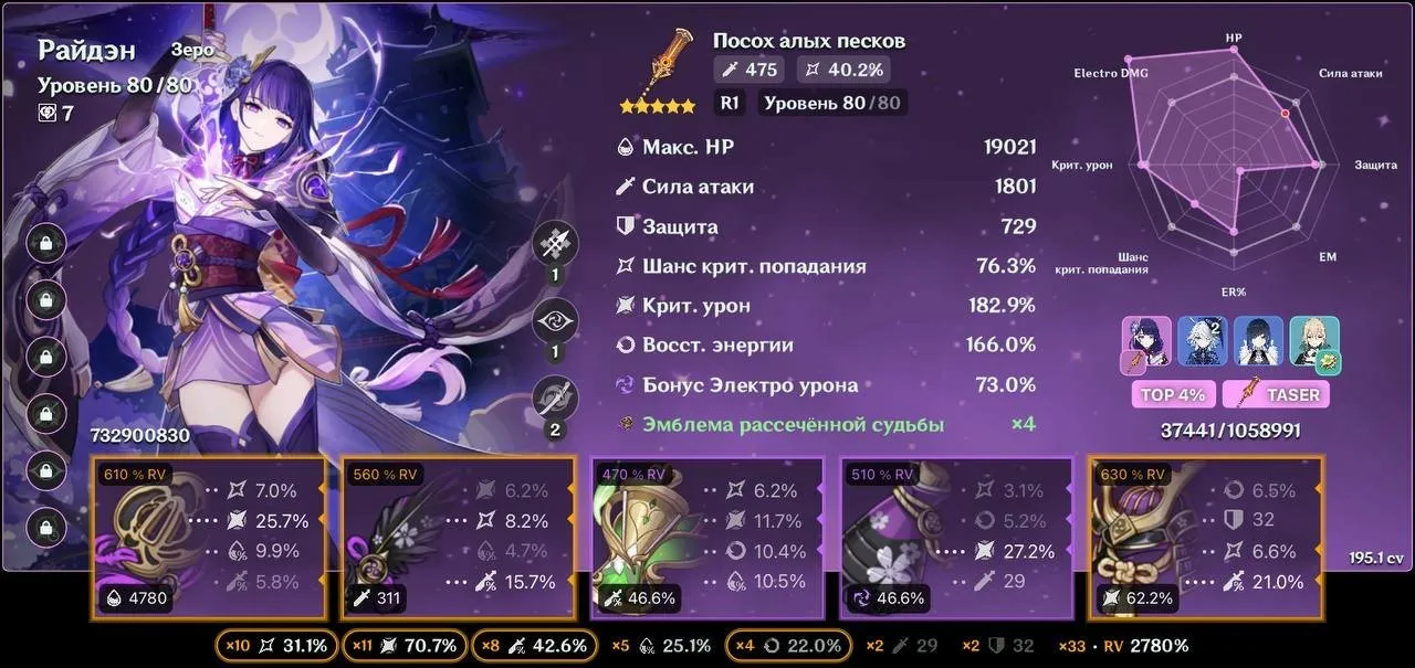 GI1026 Tignari TOP 0.1 percent + Raiden Shogun + Xiangling + Xingqiu + Nahida Builds