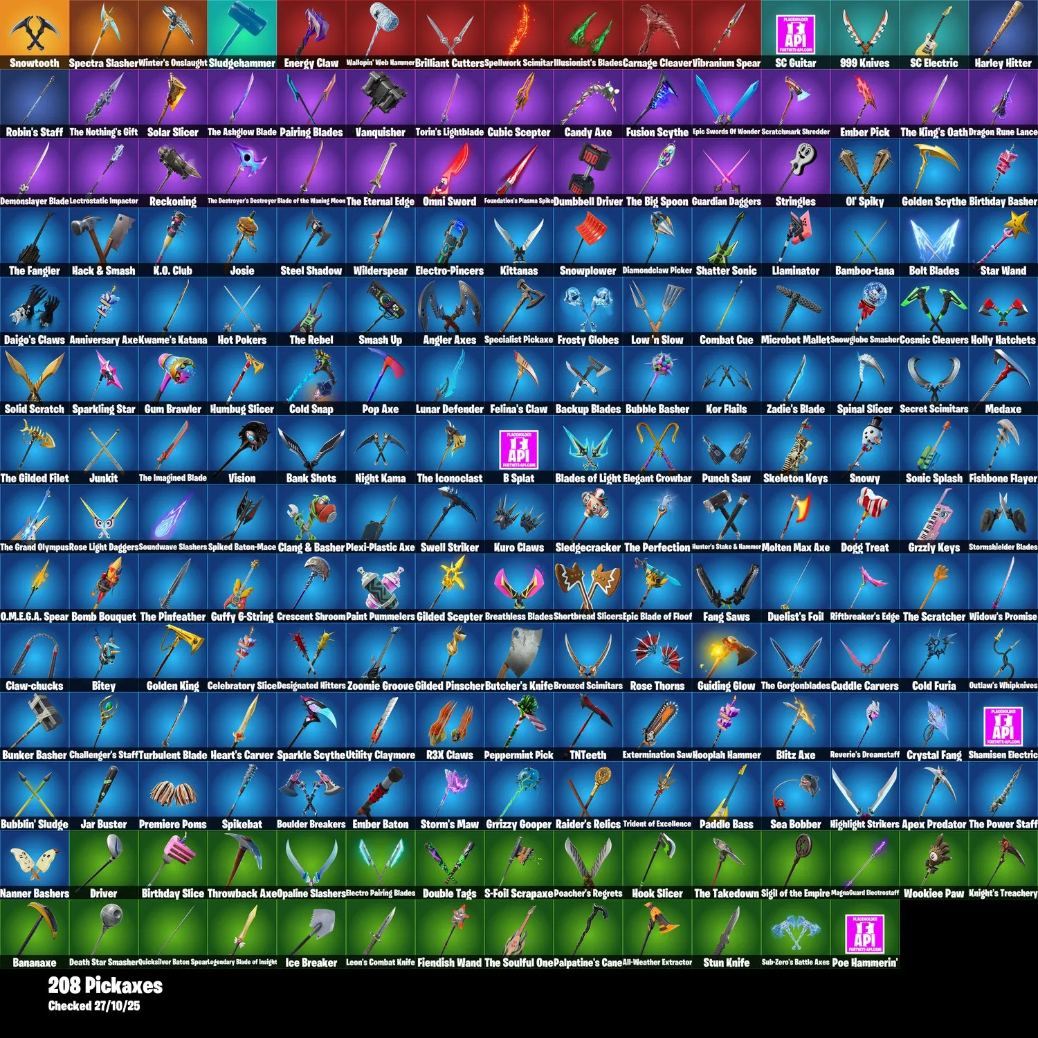 F1050 164 Skins Account Featuring Midas, Fishstick, Snap, Sabira Carpenter, Darth Vader, and More 