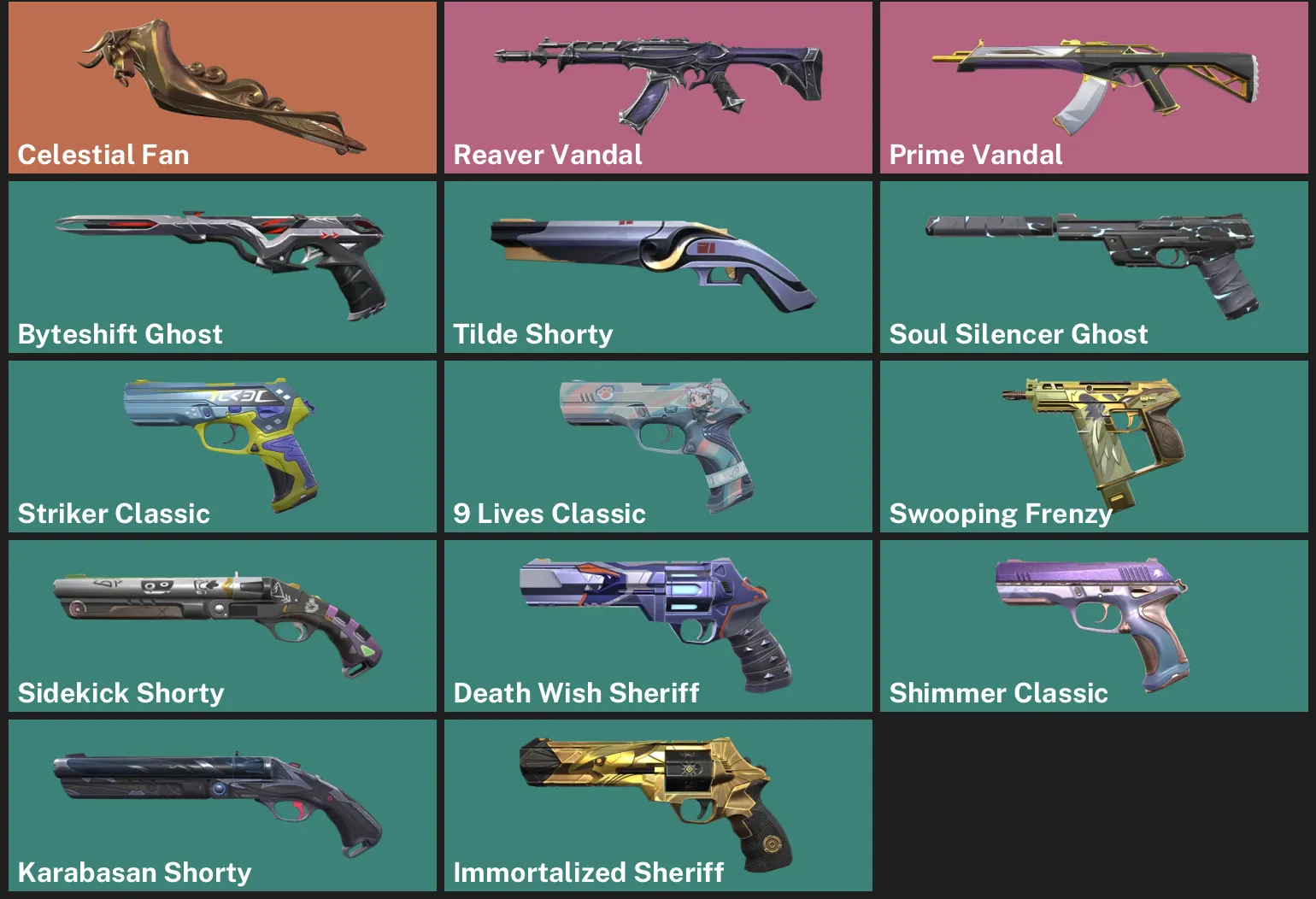 🌍EU 🎮 UNRANKED 🌙 Celestial Fan ⚡ Reaver Vandal ⚡ Prime Vandal ✨ Byteshift Ghost