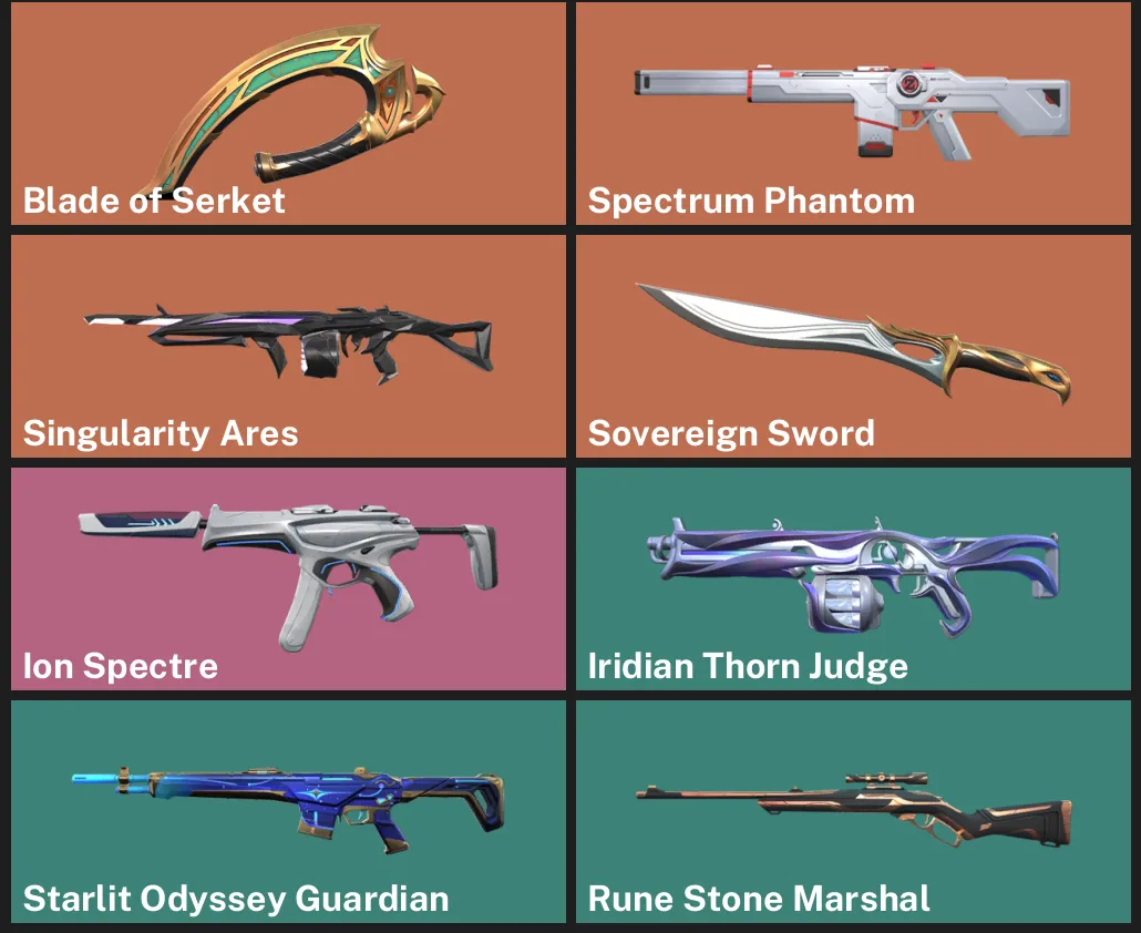 🌏AP 🎮 UNRANKED 🔪 Blade of Serket 🌈 Spectrum Phantom 🪐 Singularity Ares 🔥