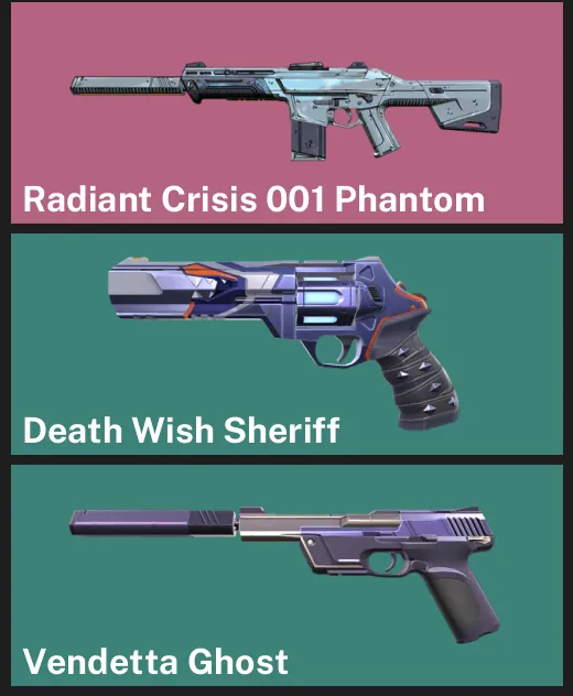 ๐EU ๐ฎ RANKED READY โจ Radiant Crisis 001 Phantom โจ Death Wish Sheriff โจ Vendetta