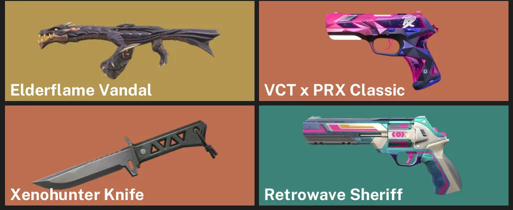 🌏AP 🎮 RANKED READY 🐲 Elderflame Vandal ✨ VCT x PRX Classic 👽 Xenohunter Knife ✨