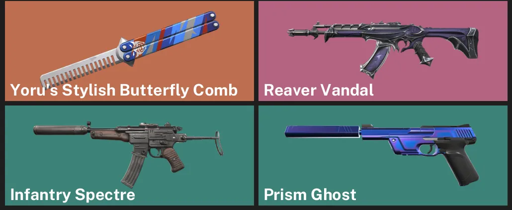 🌎NA 🎮 UNRANKED 🔪 Yoru's Stylish Butterfly Comb ⚡ Reaver Vandal 🔪 Infantry