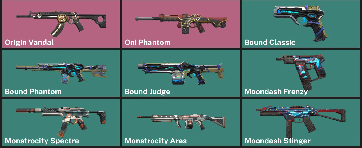 🌍EU 🎮 RANKED READY ✨ Origin Vandal 🐉 Oni Phantom ✨ Bound Classic ✨ Bound Phantom