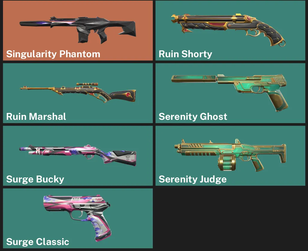 🌏AP 🎮 UNRANKED 🪐 Singularity Phantom ✨ Ruin Shorty ✨ Ruin Marshal ✨ Serenity