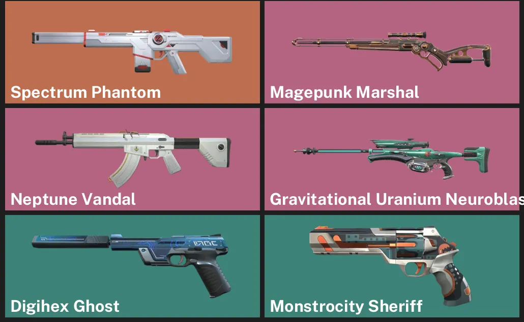 🌎NA 🎮 RANKED READY 🌈 Spectrum Phantom ⚙️ Magepunk Marshal 🌊 Neptune Vandal ✨