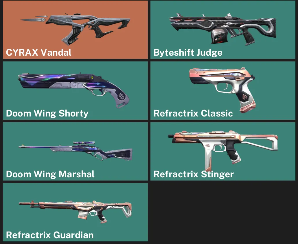 🌎LA 🎮 RANKED READY ✨ CYRAX Vandal ✨ Byteshift Judge ✨ Doom Wing Shorty ✨