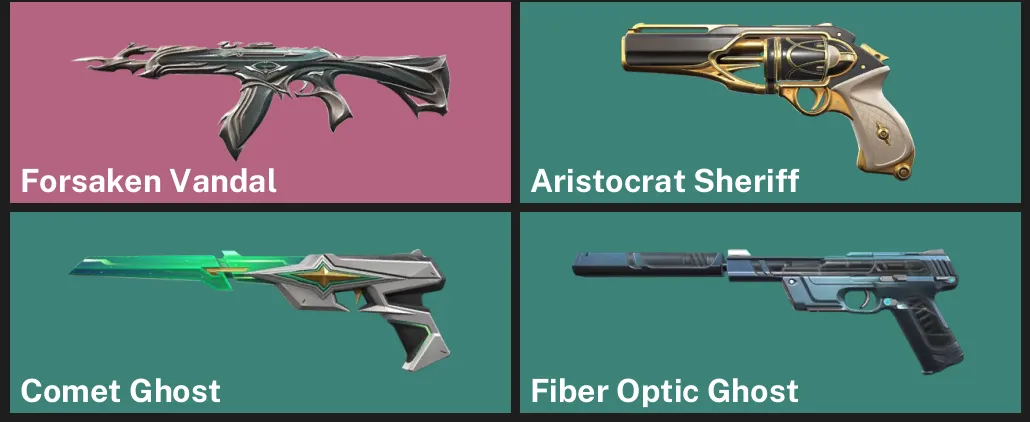 🌏AP 🎮 RANKED READY ✨ Forsaken Vandal ✨ Aristocrat Sheriff ✨ Comet Ghost ✨ Fiber