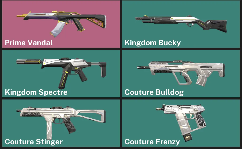 🌎NA 🎮 UNRANKED ⚡ Prime Vandal ✨ Kingdom Bucky ✨ Kingdom Spectre ✨ Couture