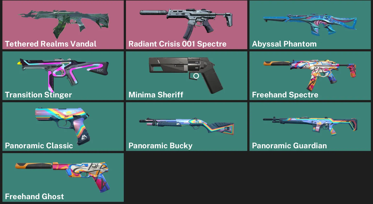 🌎LA 🎮 UNRANKED ✨ Tethered Realms Vandal ✨ Radiant Crisis 001 Spectre ✨ Abyssal