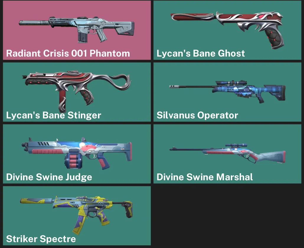 ๐EU ๐ฎ UNRANKED โจ Radiant Crisis 001 Phantom โจ Lycan's Bane Ghost โจ Lycan's Bane